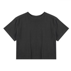 T-shirt décontracté noir pour femme, col rond, manches courtes, 100 % coton jersey respirant, idéal printemps-été - Product Image 2