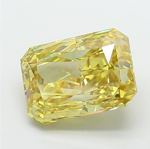 Diamant jaune fantaisie de taille émeraude cultivé en laboratoire, diamant de taille radiant, diamant non monté - Product Image 3