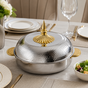 Casserole isotherme à double paroi en acier inoxydable de qualité supérieure avec poignées dorées, bol de service de qualité alimentaire pour la cuisine à domicile - Product Image 3