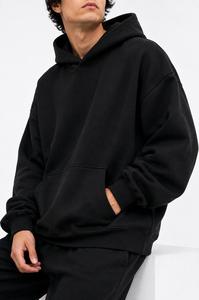 Sweat-shirt à capuche en molleton épais pour homme, coupe ample, manches classiques, couleur unie, design décontracté avec poche, vêtement d'hiver, écologique - Product Image 4