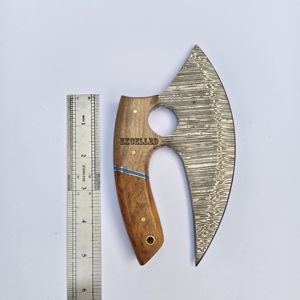 Cuchillo de chef Ullu hecho a mano de acero de Damasco, cuchillo de cocina Ullu con mango de madera y funda de cuero. - Product Image 5