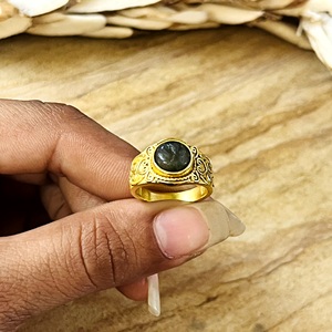Latest Design Brass <b>Ring</b> Women Tribal <b>Labradorite</b> <b>Ring</b> Vintage Brass Jewelry Female 18k Gold Plated Boho Heart For Wholesale/OEM - Product Image 2