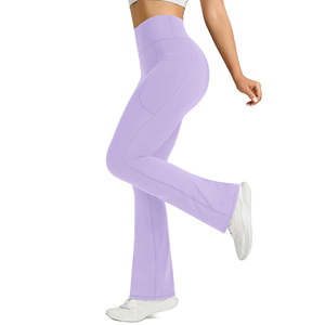 Wholesale High Quality Gym <b>Legging</b> Trouser Women's Casual Sports Wide Leg <b>Legging</b> Breathable Technics Plain Mid Waist <b>Legging</b> - Product Image 3