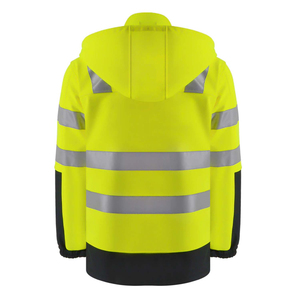 เสื้อแจ็คเก็ตสะท้อนแสงสำหรับผู้ชาย สีส้ม-ดำ ทำจากโพลีเอสเตอร์ มีกระเป๋าและแถบสะท้อนแสงเพื่อความปลอดภัย - Product Image 2
