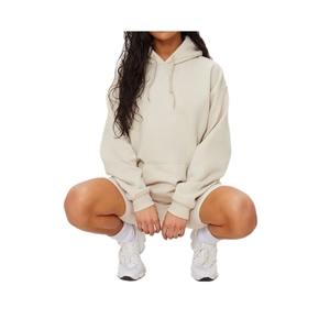 Ensemble de sweat-shirts à capuche surdimensionnés en coton imprimé personnalisé, style sport, pour femme, hiver, coupe courte, taille XS - Product Image 4