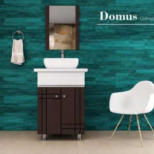 Domus Collection Classic Design Rectangle Wall-Mounted Ceramic Basin Bathroom <b>Vanity</b> <b>Table</b> Mirror Included PVC Material Water - Product Image 1