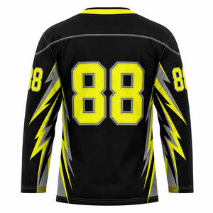 เสื้อฮอกกี้น้ำแข็งผู้ชายแบบสั่งทำพิเศษ คอวี แขนยาว สีดำเหลือง เบอร์ 88 ผ้าโพลีเอสเตอร์ซับเหงื่อ ระบายอากาศได้ดี ชุดกีฬา - Product Image 2