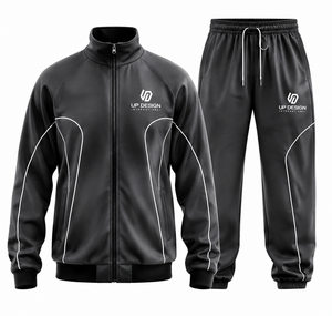 Survêtement en polyester personnalisé pour hommes, ensemble de sport à fermeture éclair intégrale, tenue de jogging, vêtements de sport, fabricant OEM ODM - Product Image 1