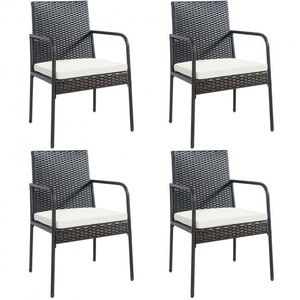 Set da Pranzo in Rattan Intrecciato a 4 Pezzi con Cuscini per Uso in Giardino - Product Image 4