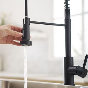 Rubinetto da Cucina Commerciale Monocomando Nero con Doccetta Estraibile per Lavello - Product Image 1