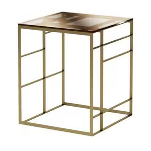 Mesa de centro hexagonal de metal con superficie de mármol y acabado dorado para la sala de estar, mueble decorativo. - Product Image 5