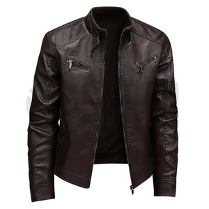 Fournisseur direct d'usine, veste en cuir pour homme, hiver, col montant, logo personnalisé, grande taille, vestes de haute qualité à prix avantageux - Product Image 1