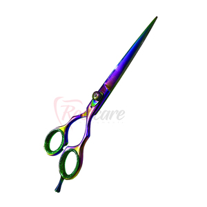 Ciseaux de coiffure professionnels droits de 7 pouces en acier inoxydable multicolores à pointe plate et dentée pour droitiers - Product Image 1