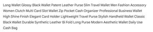 Premium Glossy Black Long Fashion <b>Wallet</b> for Men Women with Multiple <b>Card</b> Slots Open Closure Sleek Patent Leather Cash <b>Holder</b> - Product Image 6