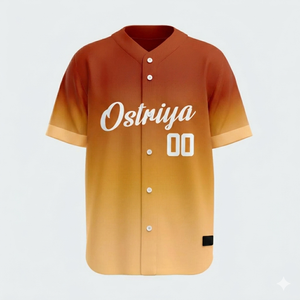 High Quality Two-Button Front Printed <b>Baseball</b> Jersey Short Sleeves V-neck 100% Polyester Quick Dry Breathable Anti-Bacterial - Product Image 2