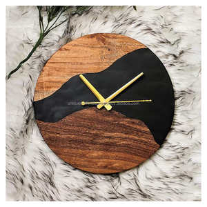 Handcrafted Modern Wooden and Resin <b>Wall</b> <b>Clock</b> Unique Home <b>Decor</b> with Elegant Craftsmanship for Art Crafts Gifts - Product Image 2