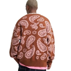Custom New Style Oversize Knit Jacquard <b>Cardigan</b> Sweaters V Neck Fashion Men's <b>Cardigan</b> - Product Image 4