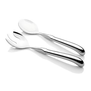 Modern Stainless Steel Metal Salad Serving Set for Elegant Dining <b>Table</b> and <b>Buffet</b> Presentation - Product Image 6