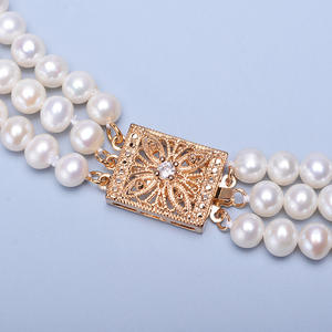 สร้อยคอมุกน้ำจืดเทียนหลิน 6-7 มม. แสงสว่างสวยงาม ไร้ตำหนิ แบบสามแถวและหลายชั้น ดีไซน์หรูหรา - Product Image 2