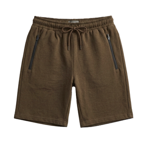 Shorts de sport décontractés pour hommes avec logo personnalisé, en mélange de coton éponge, respirants, avec fermeture éclair et cordon de serrage, pour la course à pied, la gym et les activités sportives. - Product Image 3