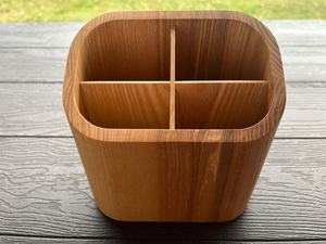 Ash Wood Kitchen Utensil Organizer: Cutlery Holder for Dining <b>Table</b> - Product Image 1