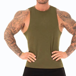 Débardeur sans manches 100 % coton pour homme, respirant, anti-boulochage, séchage rapide, gilet de musculation, fitness, logo personnalisé - Product Image 1