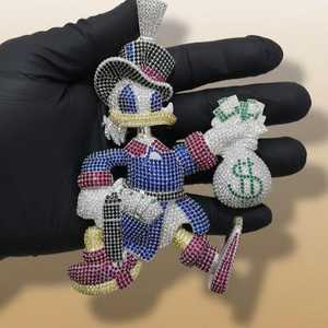 Colgante Personalizable de Dibujos Animados para Hombre, Totalmente Cubierto de Piedras, Personaje de Dibujos Animados, Estilo Hip Hop, Lujo, Moissanita, Bañado en Rodio, Colgante de Plata 925 para Rapper - Product Image 3