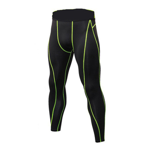 Men's <b>Black</b> <b>Compression</b> Set Long Sleeve <b>Shirt</b> And Pants With Neon Green Stitching Fitted Moisture Wicking Quick Dry Stretch - Product Image 3