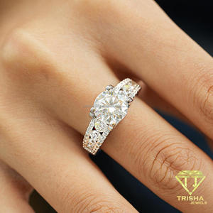 Elegant Moissanite Diamond Engagement <b>Ring</b> Round Cut Center Stone <b>Silver</b> Tone Bridal <b>Ring</b> Luxury <b>Statement</b> Jewelry For Women - Product Image 5