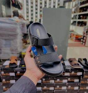 Sandalias Planas de Cuero Genuino para Hombre Fox, Punta Abierta, Cierre de Hebilla, Correa Delantera/Trasera Transpirable, Suela de Goma Antideslizante, Moda de Verano - Product Image 4