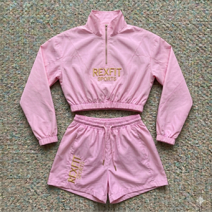 ชุดเซ็ตเสื้อแจ็คเก็ตและกางเกงขาสั้นไนลอน Rexfit Sports Custom Logo สำหรับผู้ชาย ดีไซน์ใหม่ปี 2026 น้ำหนักเบา เหมาะสำหรับการฝึกซ้อมกีฬา - Product Image 2