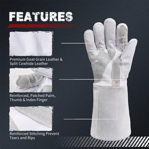 Gants de soudage en cuir de haute qualité, résistants à la chaleur, pour soudeurs - Vente en gros OEM par le meilleur fabricant - Product Image 3