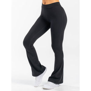 Ensemble 2 pièces pour femme : Leggings évasés taille haute froncés noirs et haut, respirant, idéal pour le fitness et le yoga – Grande demande, fabrication OEM - Product Image 3