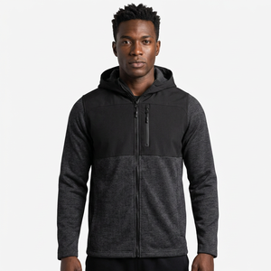 <b>Men's</b> <b>Hooded</b> Fleece <b>Jacket</b> Solid Color Zipper Casual Windproof Autumn Wear Regular Fit Polyester Material - Product Image 5