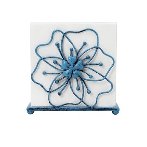 Blue Flower Style Napkin Holder Freestanding Tissue <b>Dispenser</b> Dining Table Napkin Storage for Home Kitchen Restaurant - Product Image 1