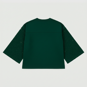 T-shirt Crop Unyielding Spirit pour homme, coupe oversize, manches courtes, imprimé doré, en jersey de coton vert, col rond, décontracté - Product Image 2