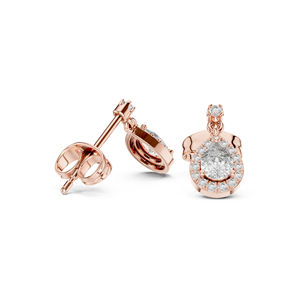 Boucles d'oreilles de fiançailles en or jaune 14 carats avec diamants de laboratoire ronds et en forme de poire pour femmes |   Nouveau diamant cultivé - Product Image 4