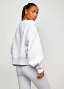 Sudadera Oversize para Mujer con Cuello Alto Simulado, Diseño de Hombros Caídos, Manga Larga, Estilo Básico, Color Liso, Ajuste Holgado, Casual, Otoño - Product Image 6