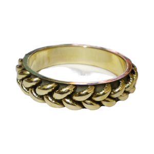 Bracelet jonc large tendance pour femme en cuivre plaqué métal, chaîne tressée de luxe, élégant et poli - Product Image 1