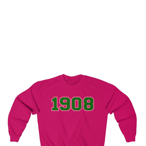 Dark Green Crewneck Sweatshirt with Pink and Green Graphic Print Long Sleeve Cotton Fleece Casual <b>Men's</b> <b>Pullover</b> Winter Top - Product Image 2