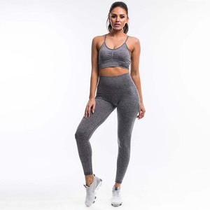Conjunto de Leggings y Sujetador Deportivo de Cintura Alta para Mujer, Talla Grande, Color Sólido, con Bolsillos, 2 Piezas, Nuevo, para Yoga, Marca Custom Darkest Night OEM - Product Image 1