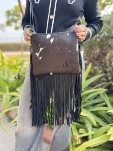 Bolso de Hombro de Piel de Vacuno con Flecos, Última Novedad, Bolsos Estilo Gitano Vintage con Pelo de Piel para Mujer - Product Image 4