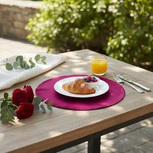 Luxury Poly Satin Dark Pink Round <b>Placemat</b> for <b>Dining</b> <b>Table</b> Luxury Home Hotel Wedding Use Fully Customisable - Product Image 2