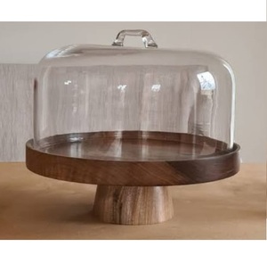 Support à gâteau en bois émaillé fait main avec plateau en métal design, présentoir à gâteau, vaisselle décorative - Product Image 4