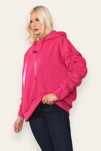 Sudadera con Capucha Rosa de Forro Polar para Mujer al por Mayor, Sudadera Oversize con Logo Personalizado, Ropa Casual de Invierno, Sudaderas con Capucha para Mujer - Product Image 2