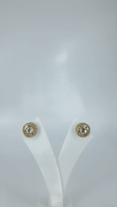 Handmade Luxury 925 <b>Silver</b> Gold Plated Open <b>Stud</b> <b>Earrings</b> with CZ Pave White Stone for Women - Product Image 3
