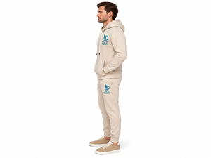 Ensemble de survêtement léger à capuche beige pour homme, manches longues, couleur unie, décontracté, coupe régulière, respirant, idéal pour l'automne - Product Image 3