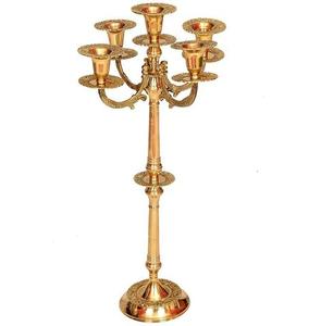 Grand chandelier doré au design unique, de qualité supérieure, en métal de designer, pour centres de table de mariage - Product Image 3