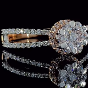 0.50 CTW Lab Grown Diamond <b>Statement</b> Engagement <b>Ring</b> SGL Certified 14K Solid Gold Multi Row Design - Product Image 3