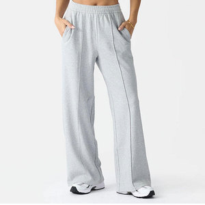 New Arrival Winter Wear Casual Loose Fit Sports Sweatpants Solid Color High Waist Wide Leg Women Breathable Baggy Sweatpants - Product Image 5